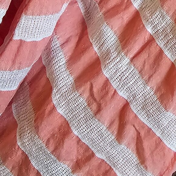 Sleeveless Cotton Blend Crinkle Plisse Striped A-Line Sundress Shirt Dress M - Picture 8 of 11